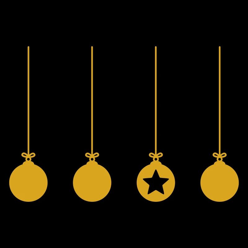 vier goldene Weihnachtskugeln mit einem Stern