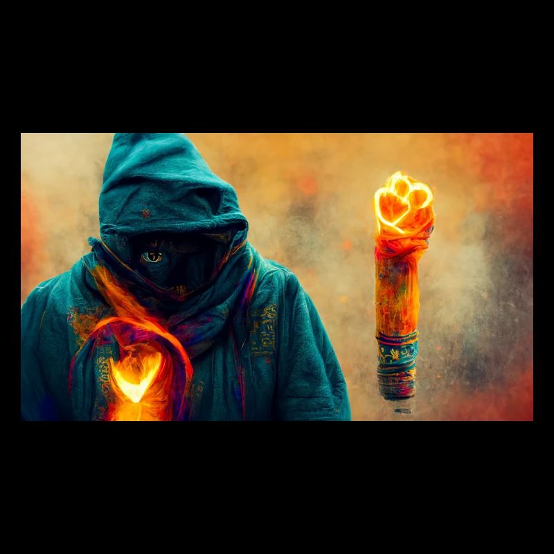 Vermummter mit Fackel