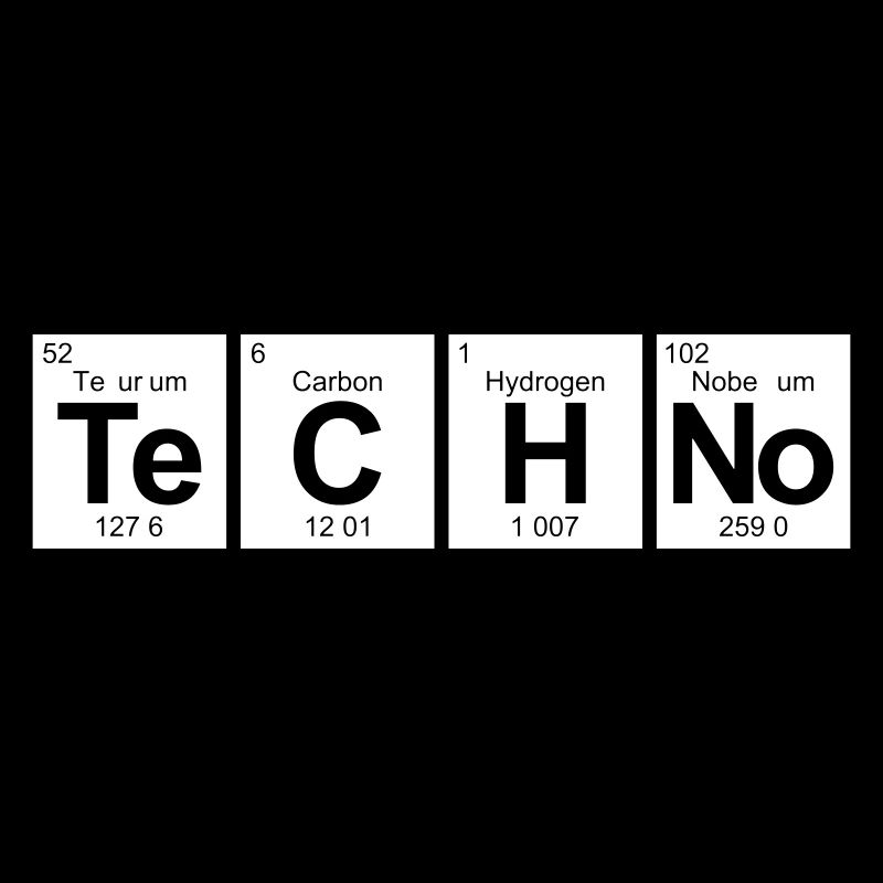 Techno Schriftzug Periodensystem Elemente Symbole