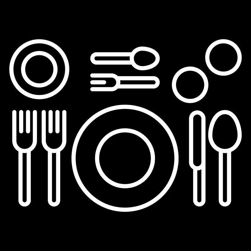 Place setting for a multi-course meal. Restaurant Icon