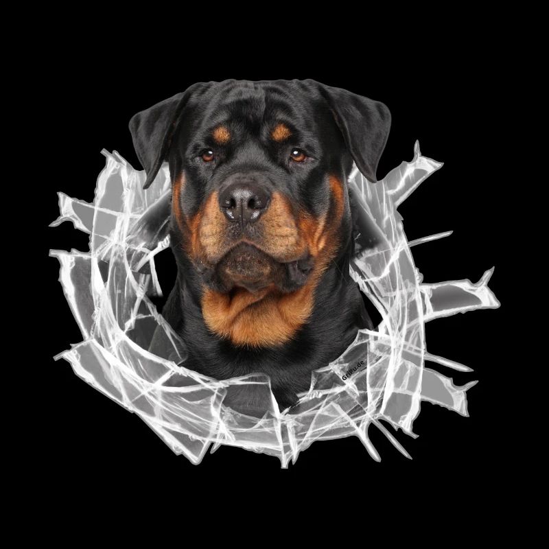Rottweiler im Glas Loch