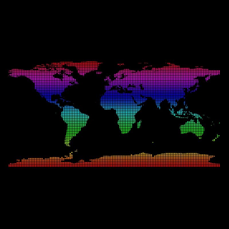 World map worldmap grid rectangles rainbow
