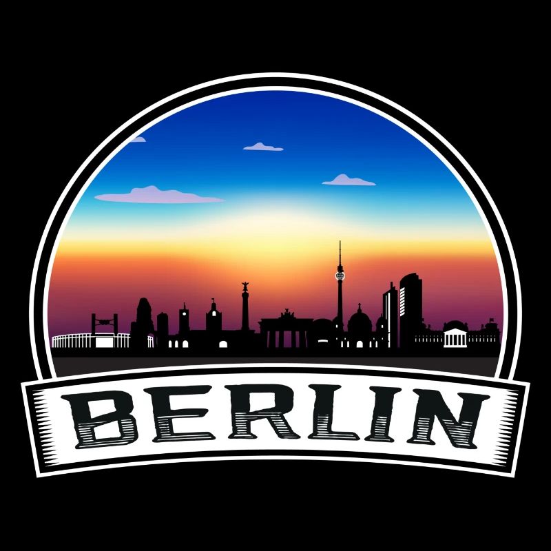 Berlin Skyline Retro Sun lettrage