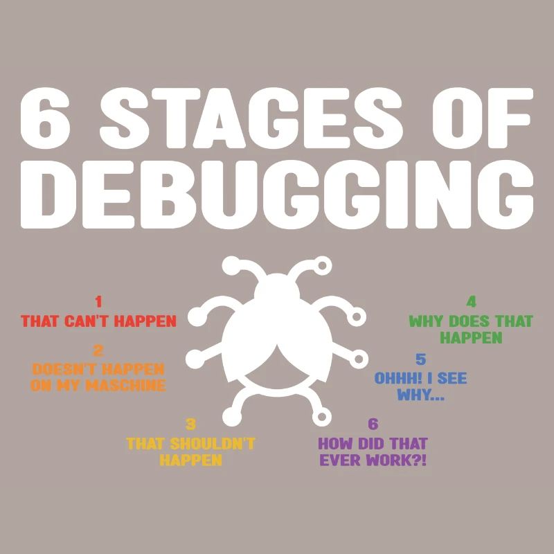 6 Stages Of Debugging Coder Programmer Software De