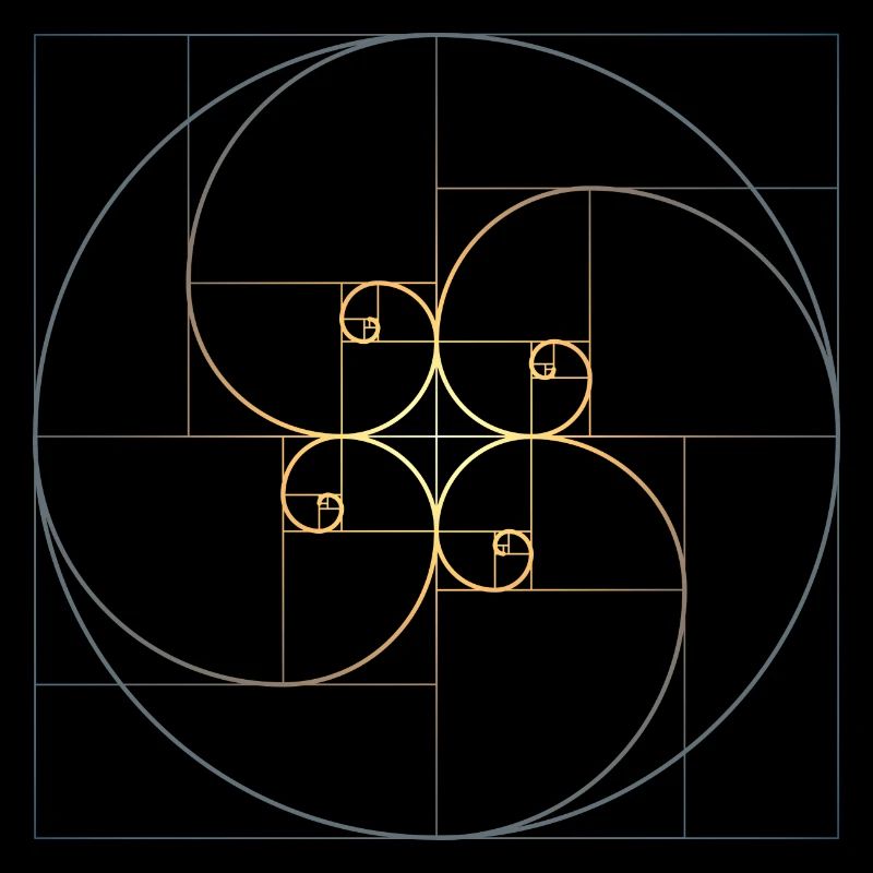 Fibonacci spirals golden section geometry Phi