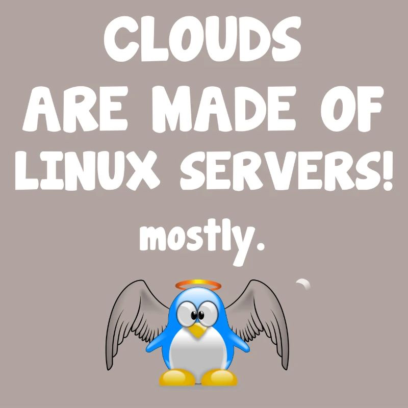 Linux server funny saying with penguin