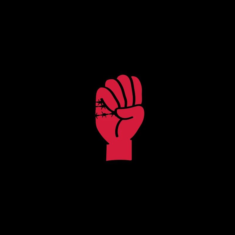 Protestsymbol mit Stacheldraht. Geballte Faust.