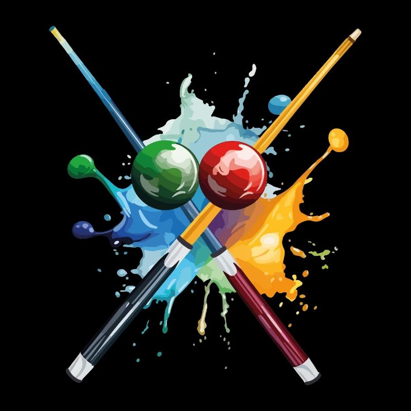 Billiard Pool Snooker Cue Balls Splash Coloré