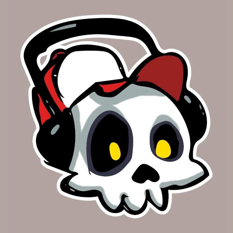 Scull mit Kopfhörern (Schlaganfall)