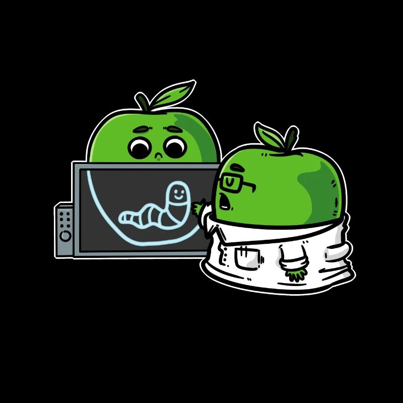 Apple doctor the patient x-rays with worm