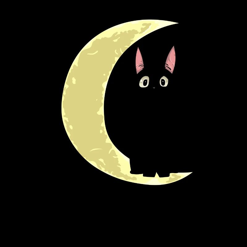 Cat sitting on half a moon