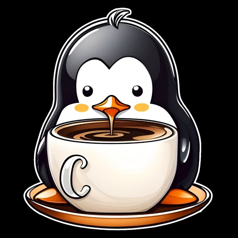 Cute Penguin with Coffee II