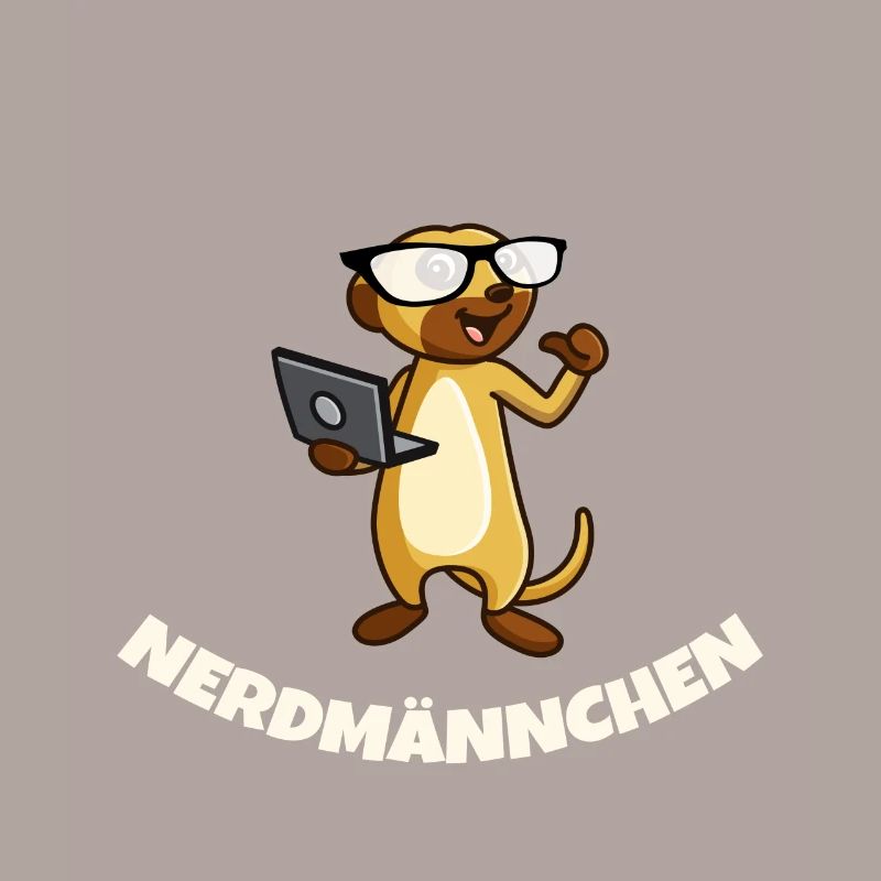 Nerd Erdmännchen mit Brille und Notebook Geschenk