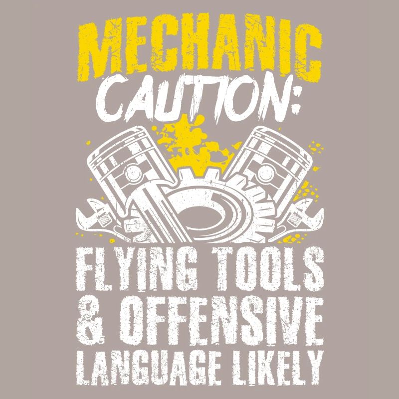 Mechanic Caution Flying Tools Design Aut