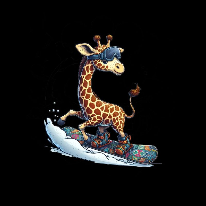 Cute Snowboarder Giraffe