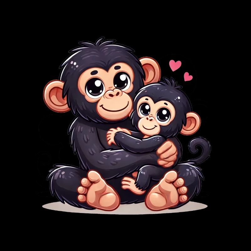 Parent chimpanzé aimant avec enfant