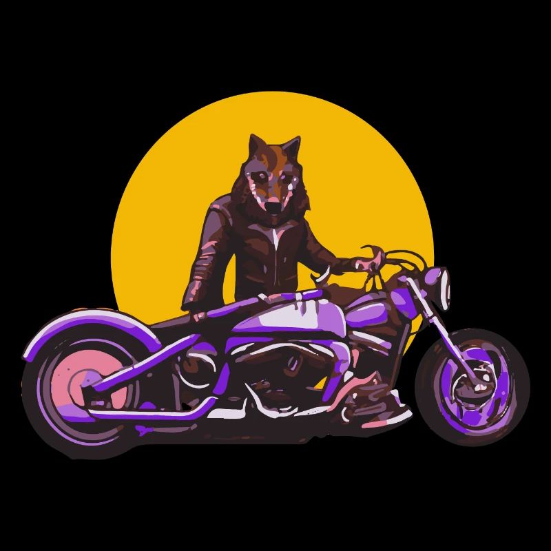 Cooler Wolf mit Motorrad