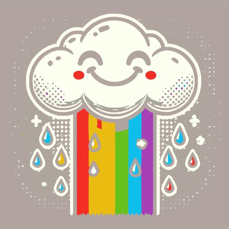 Laughing Cloud with Rainbow Comic Art