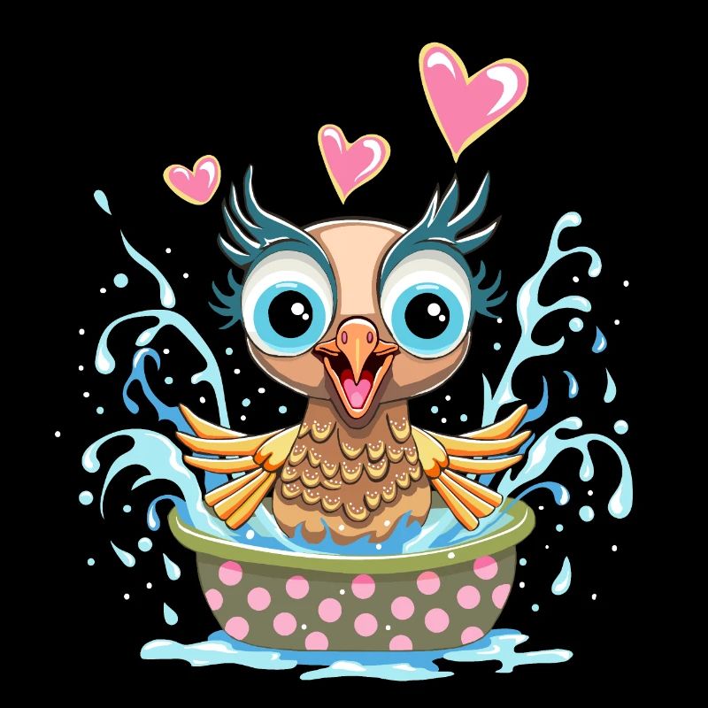 oiseau dans son bain