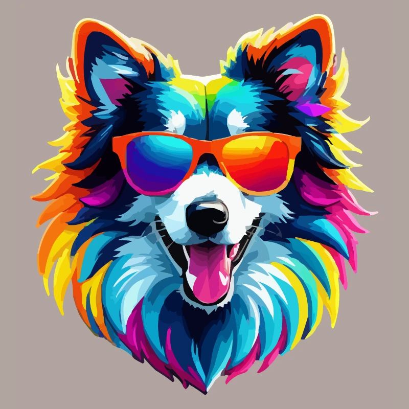 Collie Regenbogen bunt cool süß