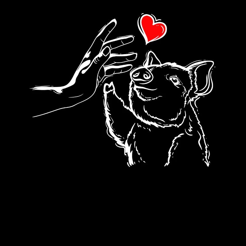 Schwein Herz Händchen Halten mit Schwein