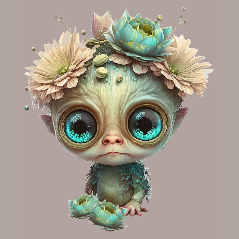 Mignon extraterrestre avec des fleurs