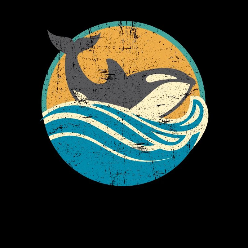 Retro Distressed Killer Whale Design for Orca