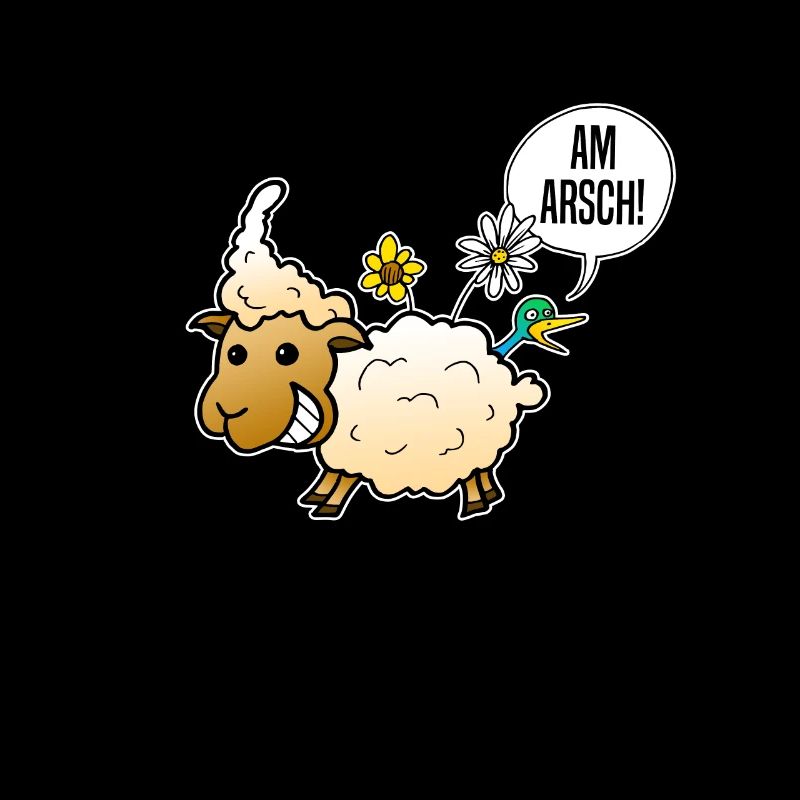 On the ass sheep funny flowers comic sarcasm
