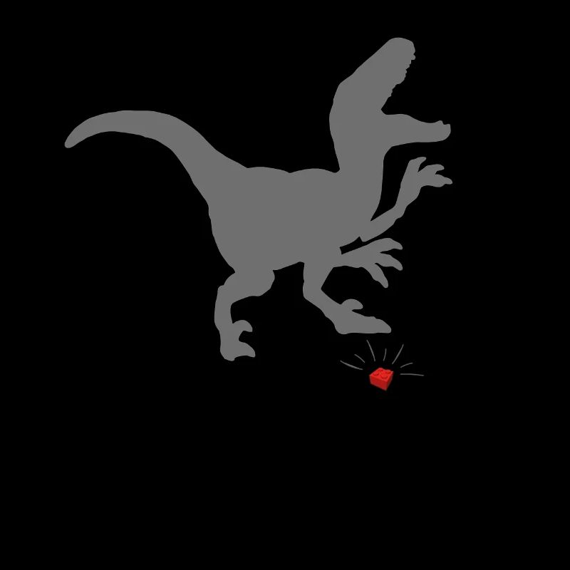 Lustiger Dinosaurier steht auf Baustein
