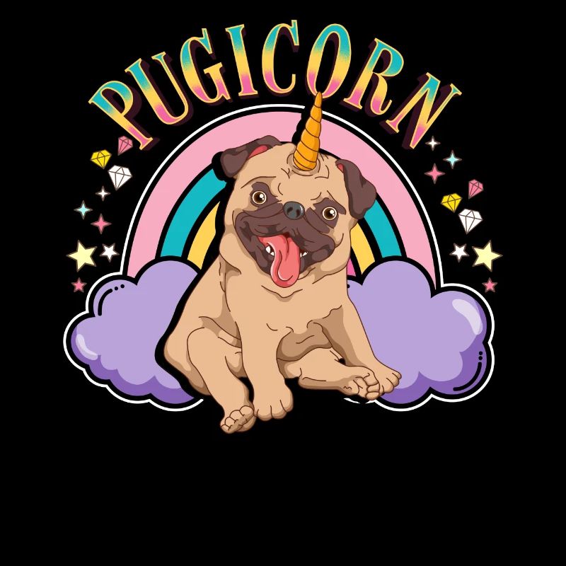Niedlicher Pugicorn-Entwurf Mops-Einhorn-Geschenkidee