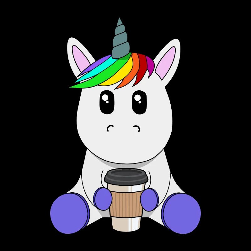 Licorne avec une tasse de café à emporter