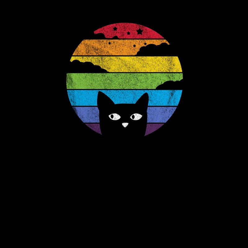Chemise rétro arc-en-ciel chat