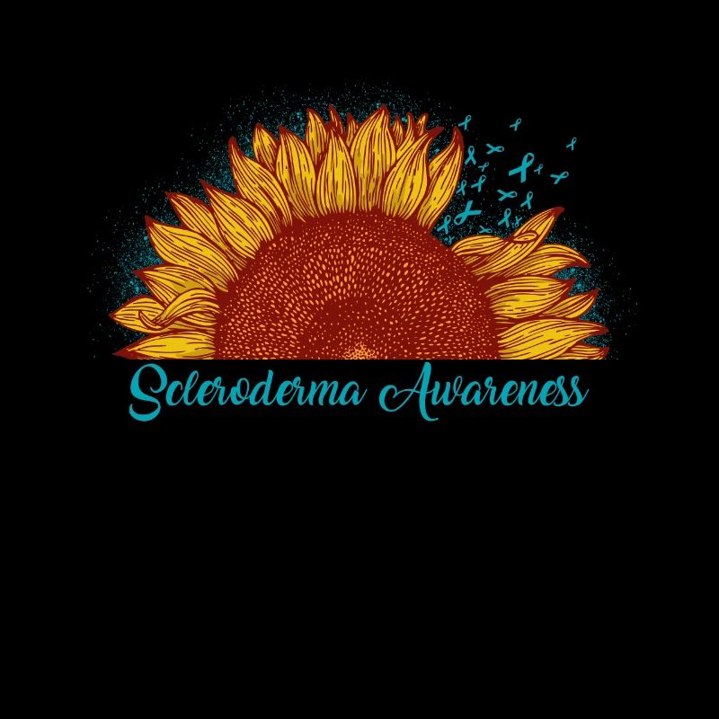 Scleroderma Awareness Half Sunflower Teal Ribbon