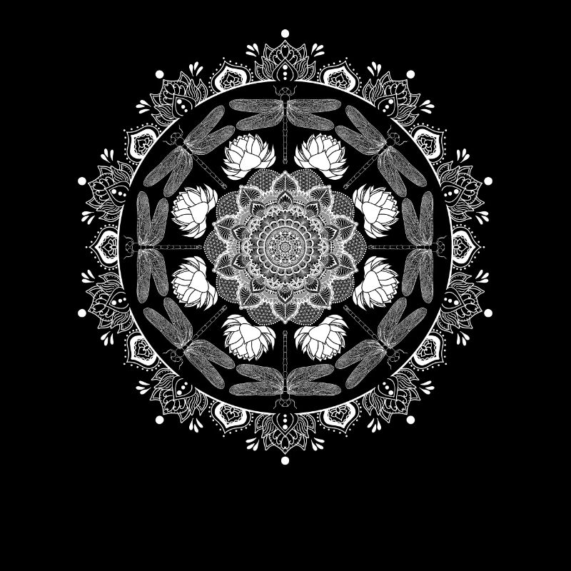 Conception de libellules de mandala de fleurs de yoga pour la méditation