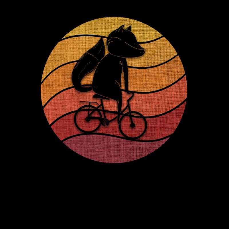 Fox On Bicycle Cycling Fox Bicycle Courier Motif