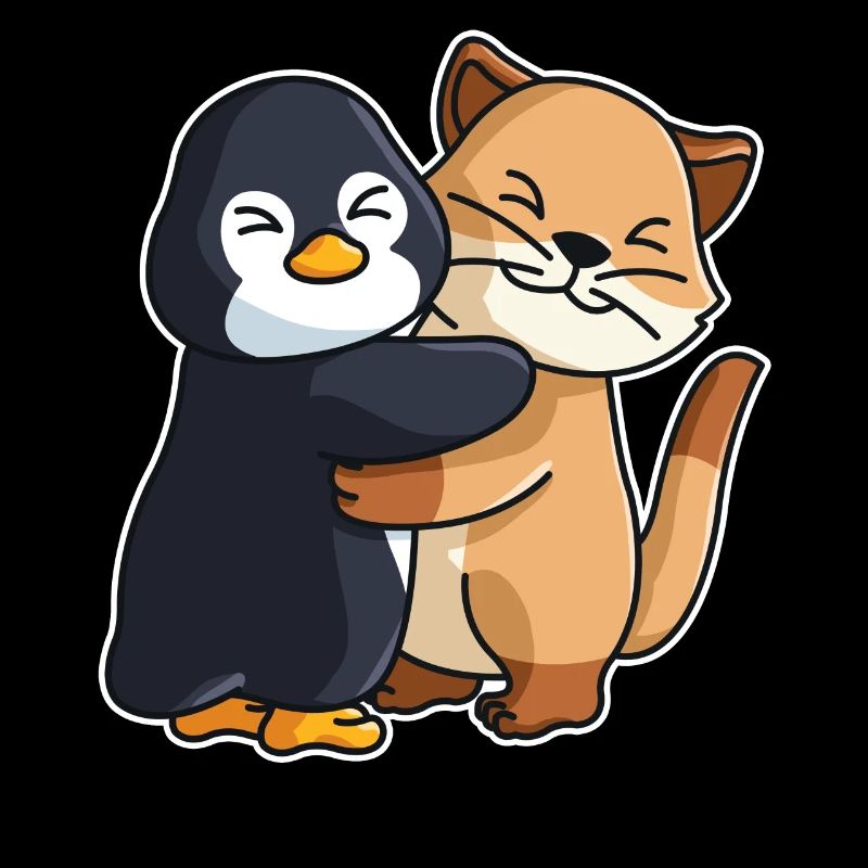 Penguin Cat cute Hug Cuddle Animals