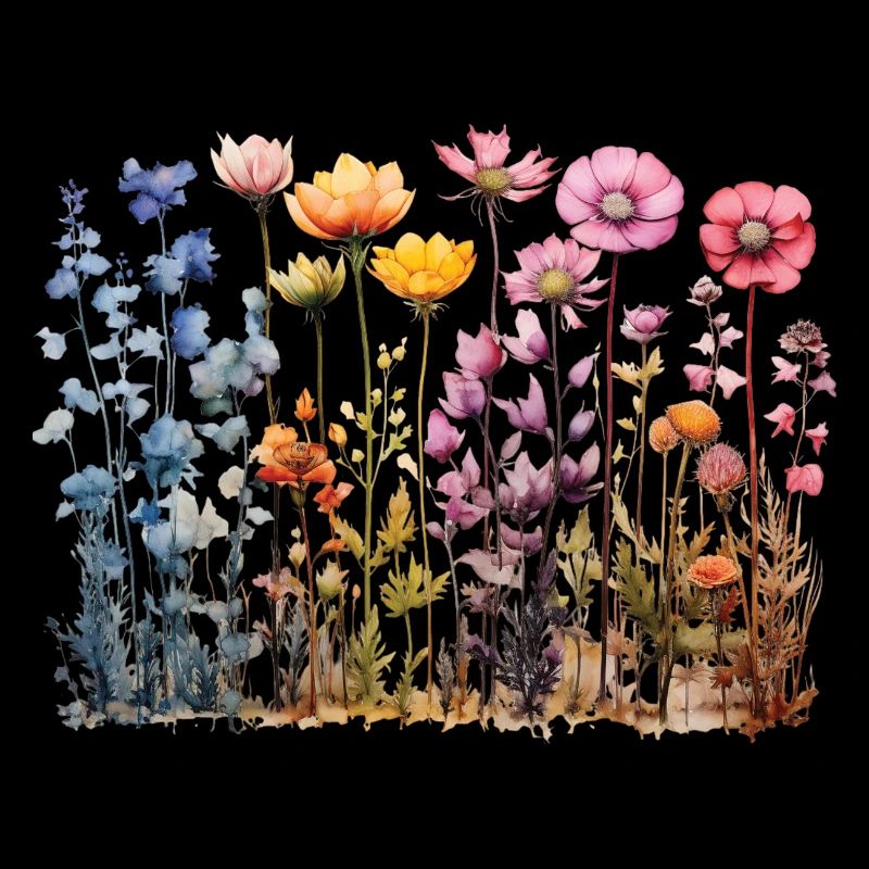 Coloré Fleur Prairie Conception d’aquarelle