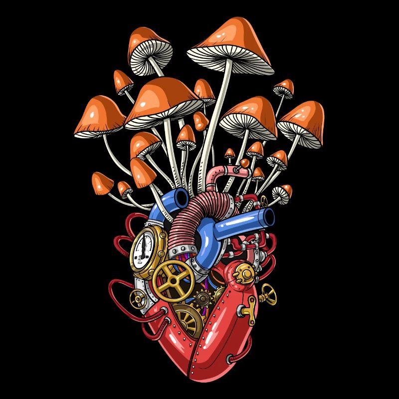 Steampunk Magic Mushrooms Heart