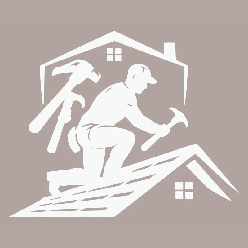 Dachdecker Silhouette am Dach