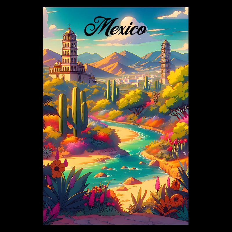 Mexique désert rétro affiche souvenir vintage