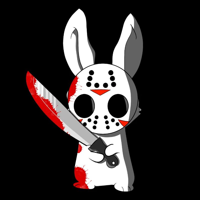 Evil rabbit with mask and knife