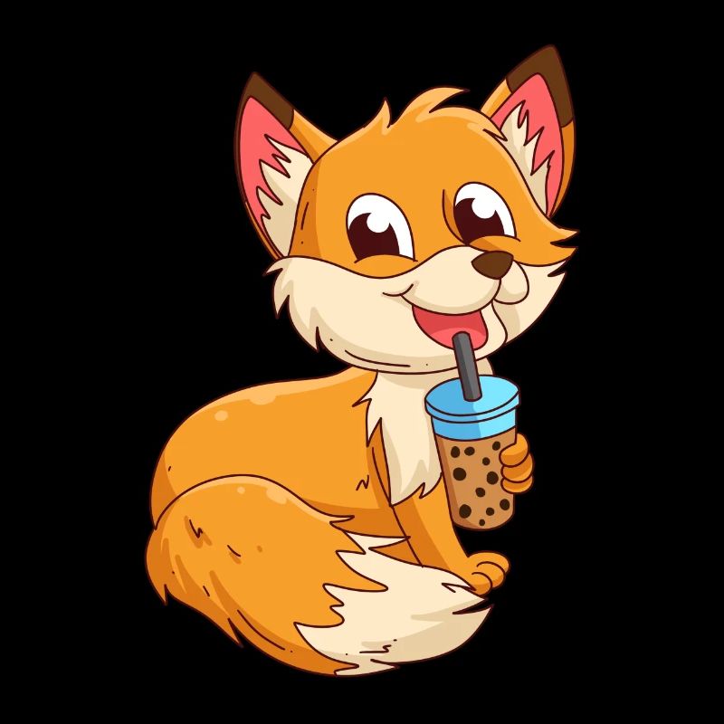 Fuchs mit Bubbel Tee Bubbeltea Fuchs Kinder