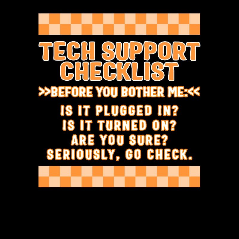 Chemise de technicien informatique, liste de contrôle du support technique
