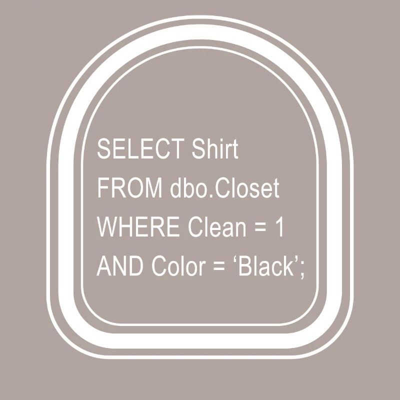 Chemise de programmeur, tee de langage de requête structuré,