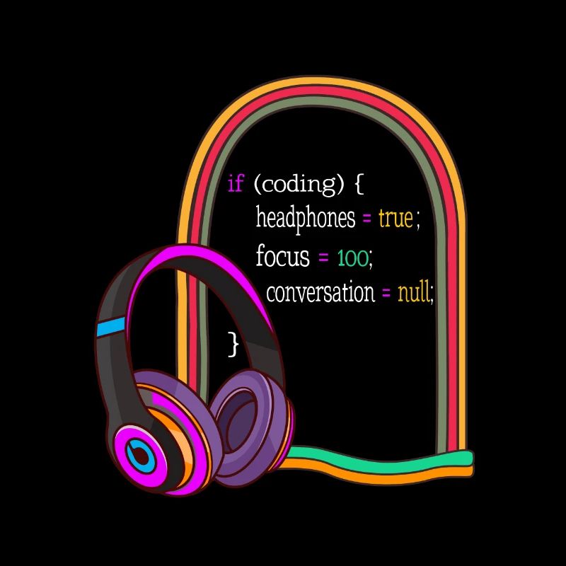 Programmer Shirt, wenn Codierung Kopfhörer Focus Tee,