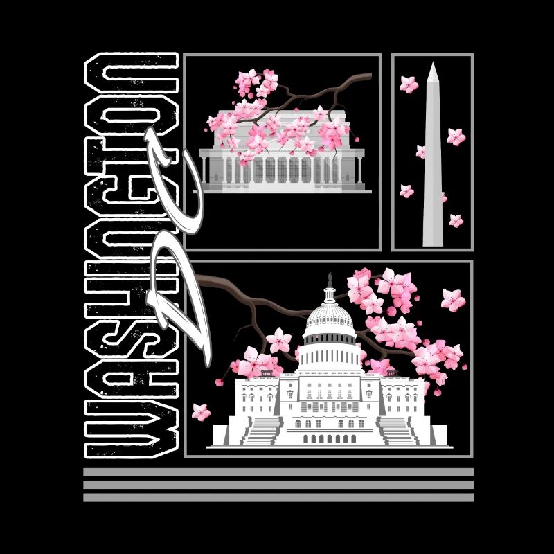 Washington DC Hemd, Kirschblüte Blumen-Pop