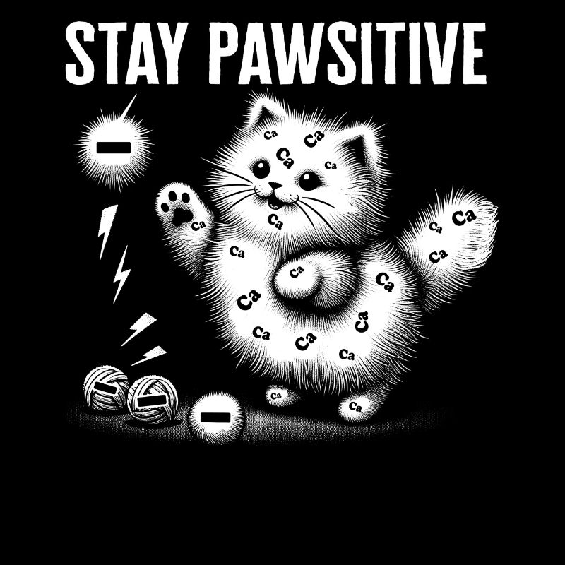 Science Shirt, Stay Pawsitive Cation Fluffy Cat