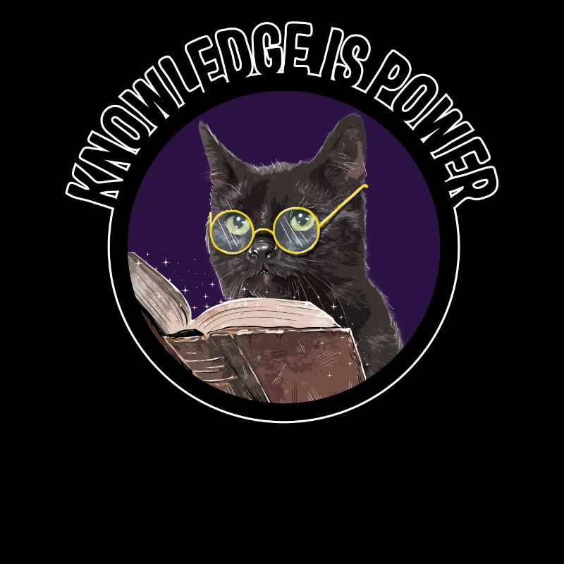 Gothic Shirt, Knowledge Is Power Cat Reading Book
