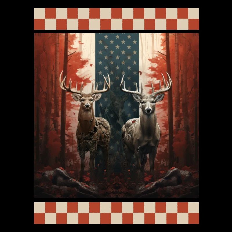 Dual American Flag Forest Camo Transition