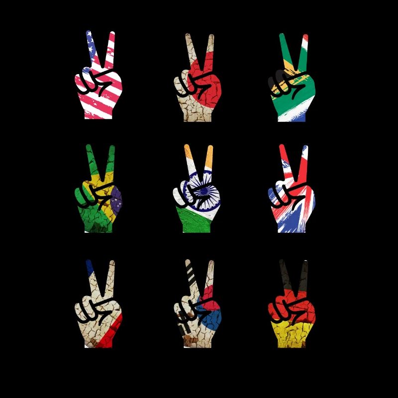 Des drapeaux de pays avec le logo victoire